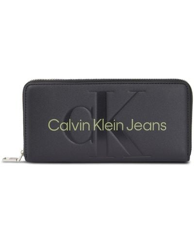 Calvin Klein Große Damen Geldbörse Sculpted Mono Zip Around Mono K60K607634 - Schwarz