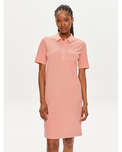 GANT Kleid Für Den Alltag Shield 4200846 Slim Fit - Pink