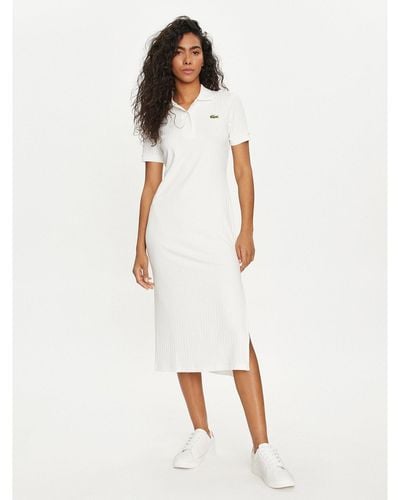Lacoste Kleid Für Den Alltag Ef9129 Weiß Slim Fit
