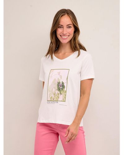 Cream T-Shirt Sanna 10611287 Weiß Regular Fit - Pink