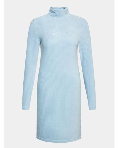 Karlkani Kleid Für Den Alltag Small Signature Corduroy 6160788 Regular Fit - Blau