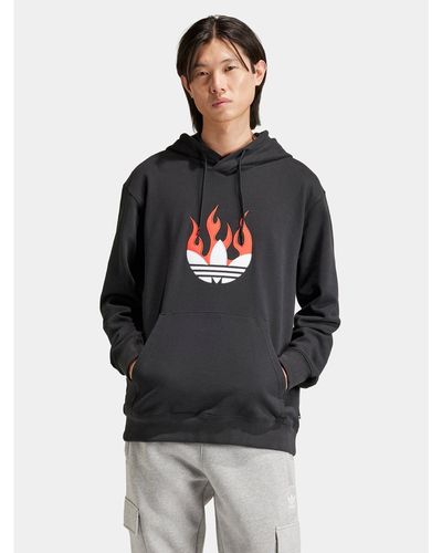 adidas Sweatshirt Flames Logo Is0208 Regular Fit - Schwarz