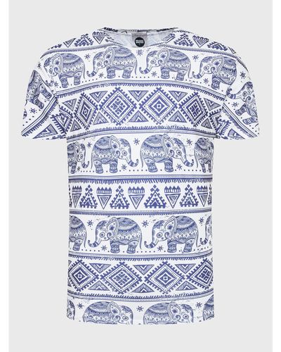 Mr Gugu & Miss Go T-Shirt Elephants Pattern Regular Fit - Blau