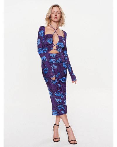 Versace Kleid Für Den Alltag 74Hao922 Regular Fit - Blau