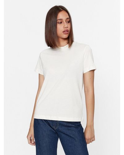 Calvin Klein T-Shirt J20J222015 Écru Regular Fit - Weiß