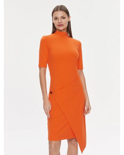 Calvin Klein Kleid Für Den Alltag Stretch Jersey Asymmetric Dress K20K206498 Slim Fit - Orange