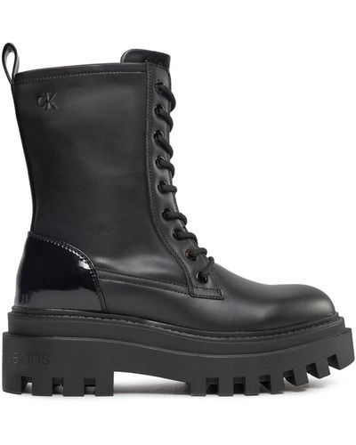 Calvin Klein Schnürstiefeletten chunky boot laceup lth mg sat yw0yw01285 triple black 0gt - Schwarz