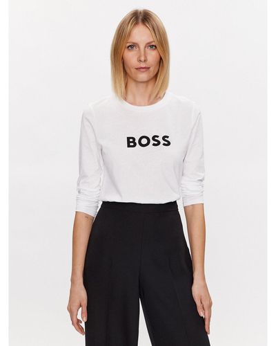 BOSS Bluse Logo 50489592 Weiß Regular Fit