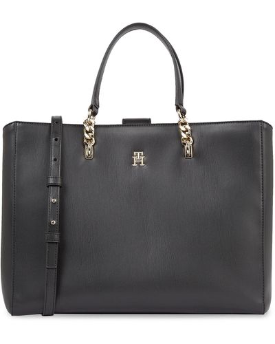 Tommy Hilfiger Handtasche th refined workbag aw0aw15976 black bds - Schwarz