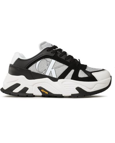 Calvin Klein Sneakers Chunky Runner Vibram Lth Mix Ym0Ym00719 Weiß - Schwarz