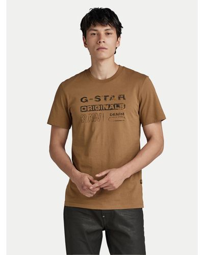 G-Star RAW T-Shirt Distressed D24420-336-7172 Slim Fit - Braun