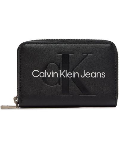 Calvin Klein Kleine Damen Geldbörse Zip Around Mono K60K612255 - Schwarz