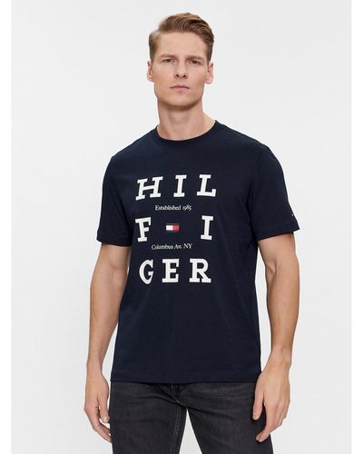 Tommy Hilfiger T-Shirt Box Flag Logo Tee Mw0Mw33690 Regular Fit - Blau