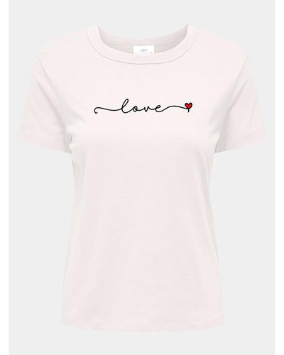 Jdy T-Shirt Paris 15193227 Weiß Regular Fit - Pink