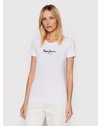 Pepe Jeans T-Shirt New Virgina Pl505202 Weiß Slim Fit