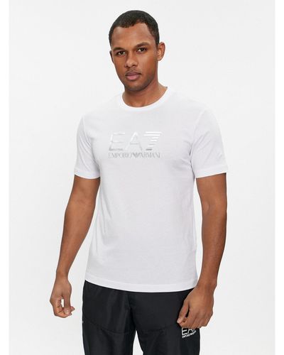 EA7 T-Shirt 3Dpt71 Pjm9Z 1100 Weiß Regular Fit