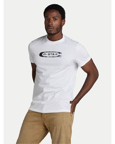 G-Star RAW T-Shirt Distressed D24365-336 Weiß Regular Fit