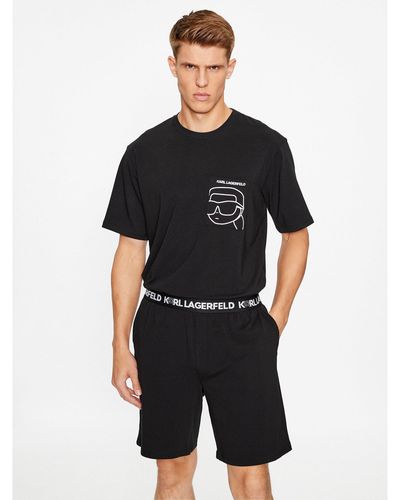 Karl Lagerfeld Pyjama Ikonik 2.0 Pkt Short Pj Set 230M2106 Regular Fit - Schwarz