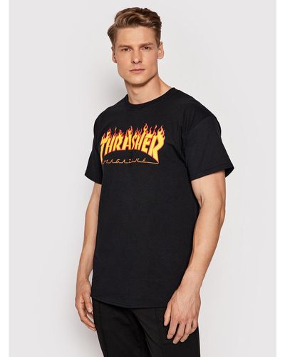Thrasher T-Shirt Flame Regular Fit - Schwarz