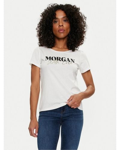 Morgan T-Shirt 241-Dune Weiß Regular Fit - Grau