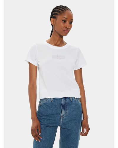 Calvin Klein T-Shirt Faded Monologo J20J223625 Weiß Slim Fit
