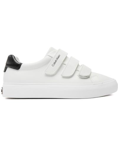 Calvin Klein Sneakers Vulcanized Slip On Velcro Lth Hw0Hw01909 Weiß