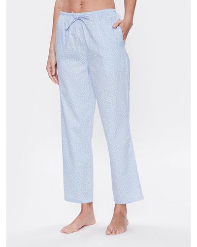Seidensticker Pyjamahose Woven Satin Pajama Pant Straight Fit - Blau