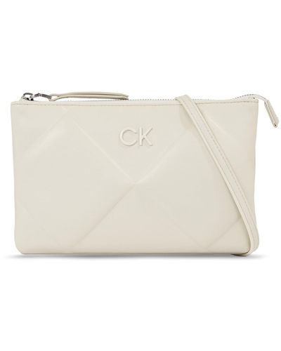Calvin Klein Handtasche Re-Lock Quilt Crossbody K60K611042 Écru - Weiß