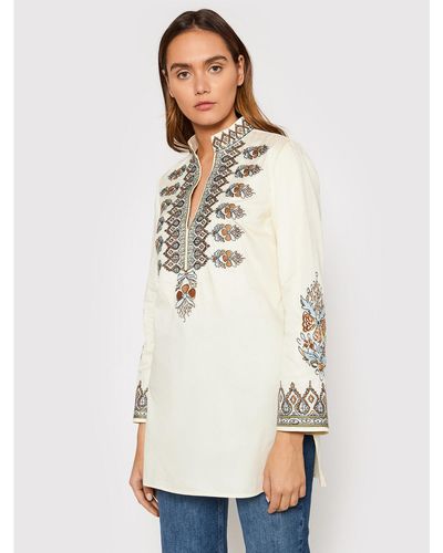 Tory Burch Tunika Embroidered 87518 Relaxed Fit - Weiß