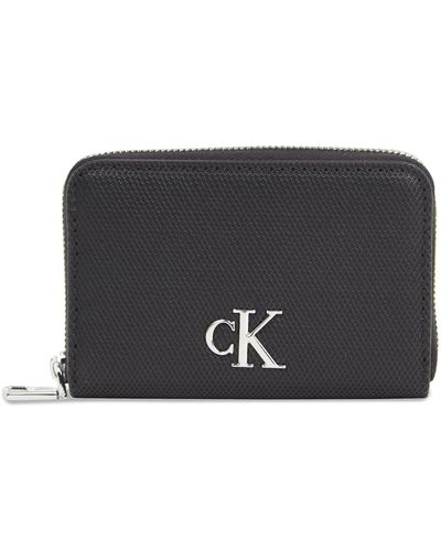Calvin Klein Kleine Damen Geldbörse Minimal Monogram M Zip Around T K60K611970 - Schwarz