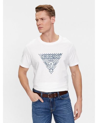 Guess T-Shirt Ss Cn Triangle Embro M4Ri27 K8Fq4 Weiß Regular Fit