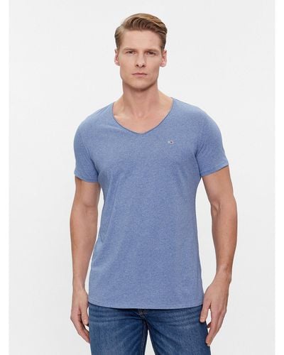 Tommy Hilfiger T-Shirt Tjm Slim Jaspe V Neck Dm0Dm09587 Slim Fit - Blau