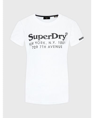 Superdry T-Shirt Vintage Venue Interest W1010844A Weiß Regular Fit