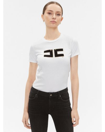 Elisabetta Franchi T-Shirt Ma-002-36E2-V220 Weiß Regular Fit