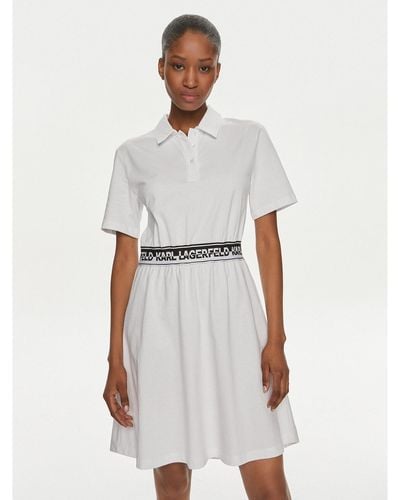 Karl Lagerfeld Kleid Für Den Alltag 241W1350 Weiß Regular Fit