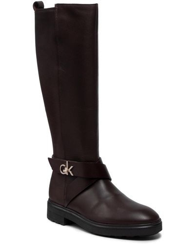 Calvin Klein Klassische stiefel knee boot 20 w/hdw hw0hw00607 dark brown 0he - Schwarz