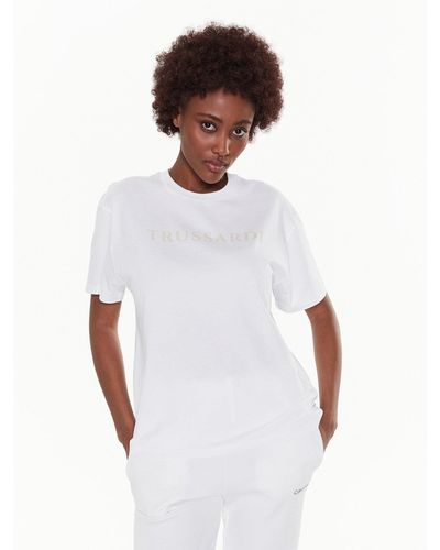 Trussardi T-Shirt Lettering Print 56T00565 Weiß Regular Fit