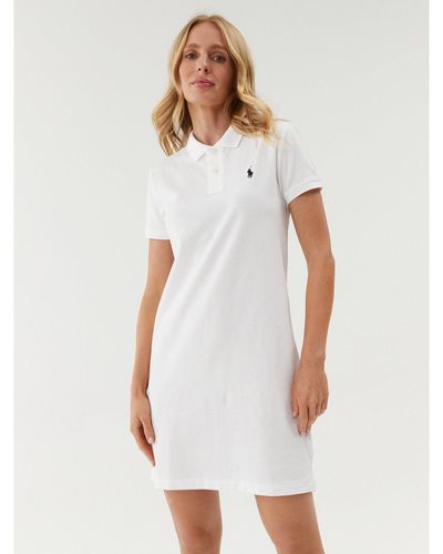 Polo Ralph Lauren Kleid Für Den Alltag Polo Shirt Shop 211799490017 Weiß Regular Fit