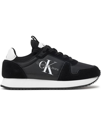 Calvin Klein Sneakers Runner Sock Laceup Ny-Lth W Yw0Yw00840 01H - Schwarz