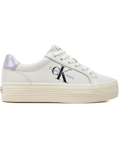 Calvin Klein Sneakers Vulc Flatform Laceup Lth Yw0Yw01474 Weiß