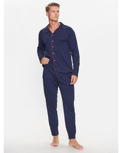 Benetton Pyjama 3Vd04P01P Regular Fit - Blau