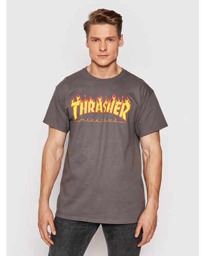Thrasher T-Shirt Flame Regular Fit - Grau