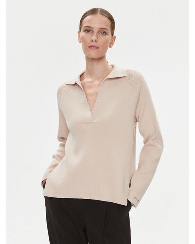 Calvin Klein Pullover Essential K20K206019 Relaxed Fit - Natur