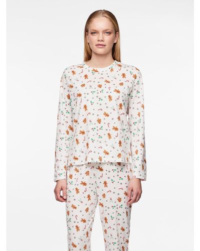 Pieces Pyjama 17147221 Weiß Regular Fit - Mehrfarbig