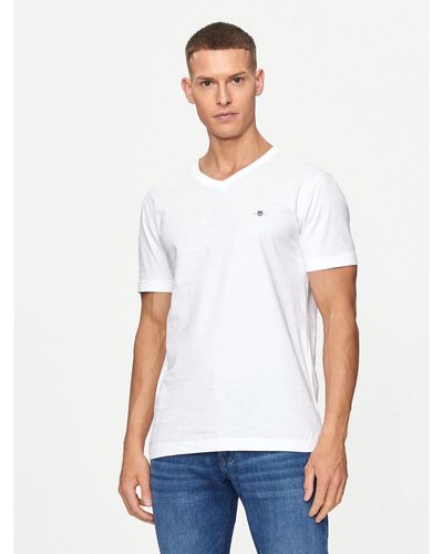GANT T-Shirt Shield 2003186 Weiß Slim Fit