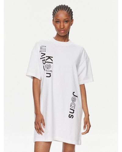 Calvin Klein Kleid Für Den Alltag J20J223042 Weiß Oversize