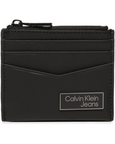 Calvin Klein Kreditkartenetui Logo Plaqueid Cardholder W/Zip K50K510130 - Schwarz
