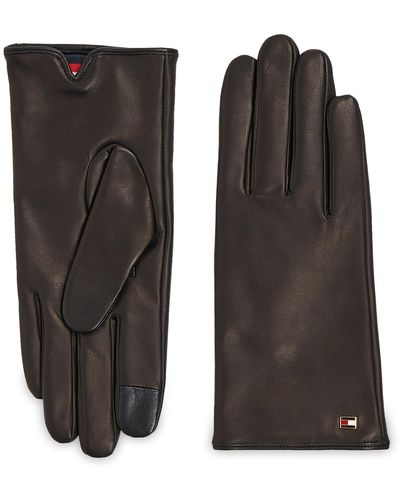 Tommy Hilfiger Damenhandschuhe Essential Flag Leather Gloves Aw0Aw15360 Bds - Schwarz