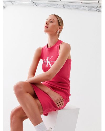 Calvin Klein Kleid Für Den Alltag J20J220754 Slim Fit - Rot