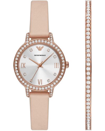 Emporio Armani Uhr Und Armband Set Cleo Gift Set Ar80069Set Rose - Weiß